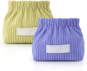 2 PCS Corduroy Elastic Hair Tie Organizer, 2025 Upgrade Corduroy Elastic Storage Bag, Mini Makeup Bag Portable Hair Accessories Jewelry Storage Organizer for Girl Women Travel, Home Use (2PCS-B)