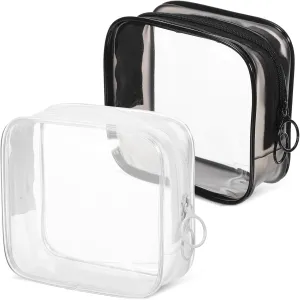2 Pcs Waterproof Cosmetic Bag Compartment Toiletry Organizer Cosmetics Bags Clear Make up Bag Small Hanging Makeup Bag Travel Cosmetic Bag Container Separate Clear Makeup Bag Pvc