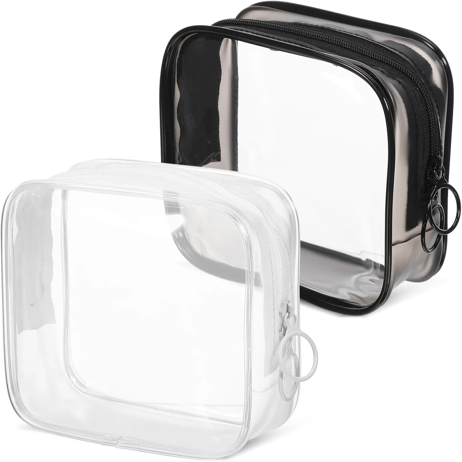 2 Pcs Waterproof Cosmetic Bag Compartment Toiletry Organizer Cosmetics Bags Clear Make up Bag Small Hanging Makeup Bag Travel Cosmetic Bag Container Separate Clear Makeup Bag Pvc