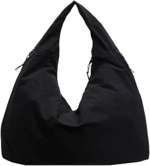 2025 New Women Solid Color Draped Tote Bag, Large Crossbody Bag, Versatile Slouchy Hobo Bag, Fashion Tote Bags (Black)