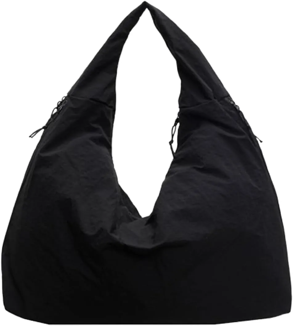 2025 New Women Solid Color Draped Tote Bag, Large Crossbody Bag, Versatile Slouchy Hobo Bag, Fashion Tote Bags (Black)