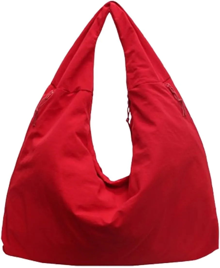 2025 New Women Solid Color Draped Tote Bag, Large Crossbody Bag, Versatile Slouchy Hobo Bag, Fashion Tote Bags (Wine Red)