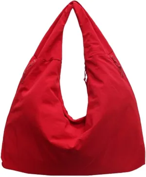 2025 New Women Solid Color Draped Tote Bag, Large Crossbody Bag, Versatile Slouchy Hobo Bag, Fashion Tote Bags (Wine Red)