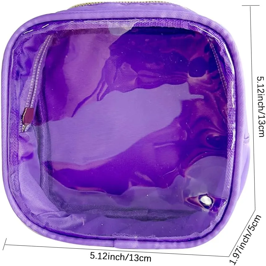 2PCS Solid Cosmetic Bag and Travel Pouch-Durable PVC Material,Versatile,Zipper Design for Smooth Sliding-Ideal for Makeup,Travel Essentials (2PCS-Purple)