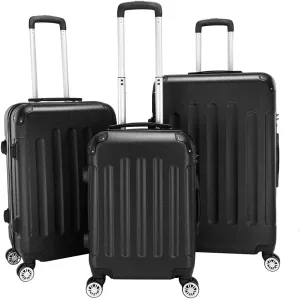 3-in-1 Versatile ABS Travel Trolley box set, hard shell lightweight, 20 "/ 24" / 28 "size for all your adventures - black