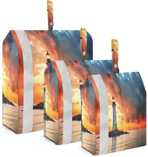 3 Set Travel Packing Cubes Lightweight Foldable Sunset Light House Luggage Bags Organizers for Travel Accessories Travel Essentials