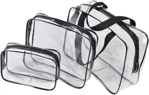 3Pcs Portable Makeup Bag Capacity Transparent Toiletry Pouch Cosmetic Storage Organizer for Travel Makeup Case