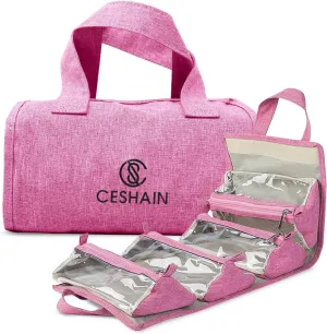4-in-1 Hanging Toiletry bag - Roll-Up Makeup Bag - 4 Detachable PVC Zip Pouches  600D Oxford Fabric, Versatile Travel Toiletry Organizer Bag - Makeup, Cosmetics, First Aid, Medicine Personal Care,