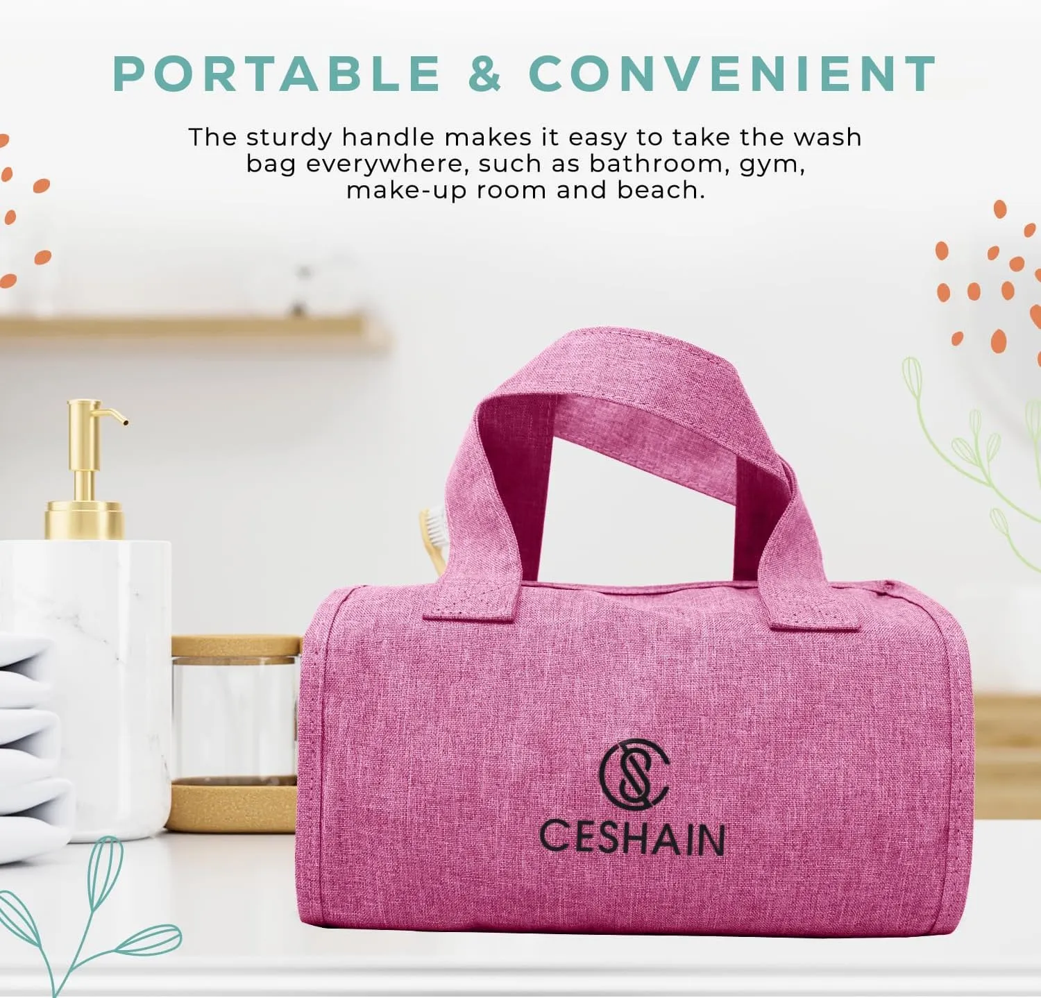 4-in-1 Hanging Toiletry bag - Roll-Up Makeup Bag - 4 Detachable PVC Zip Pouches  600D Oxford Fabric, Versatile Travel Toiletry Organizer Bag - Makeup, Cosmetics, First Aid, Medicine Personal Care,