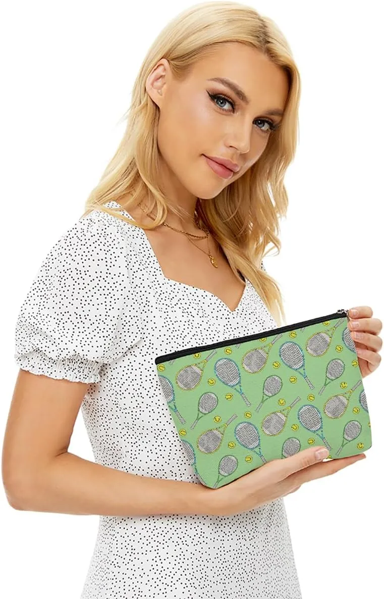 4 PCs Inspiring Tennis Makeup Bag, Accessories Gift Cosmetic Toiletry Bag - Graduation Birthday Gifts for Tennis Lovers