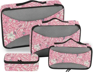 4 Pcs set cube storage organizer Mesh Travel Essentials Windmill White and Pink lightweight cubes for diaper bag