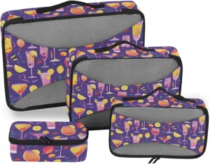 4 Pcs set travel organizer bags Mesh Travel Essentials Colorful Cocktail Lemon lightweight cubes for diaper bag