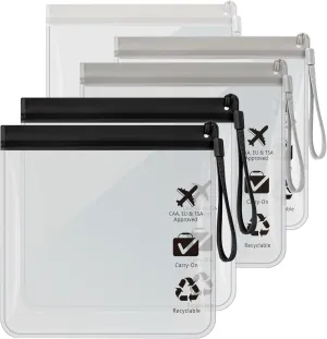 5Pcs Reusable TSA Approved Security Clear Toiletry Bag-Quart Size for EU UK & US Carry-on Regulations Security Waterproof & Leakproof Travel Bags for Liquids, Travel Accessories Holiday Essentials