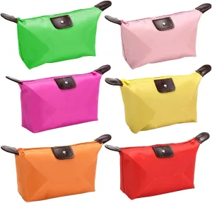 6 Pieces Cosmetic Pouch, Dumpling Shape Makeup Pouch Travel Toiletry Bag Organizer Foldable Waterproof Bulk Makeup Bags with Zipper for Women