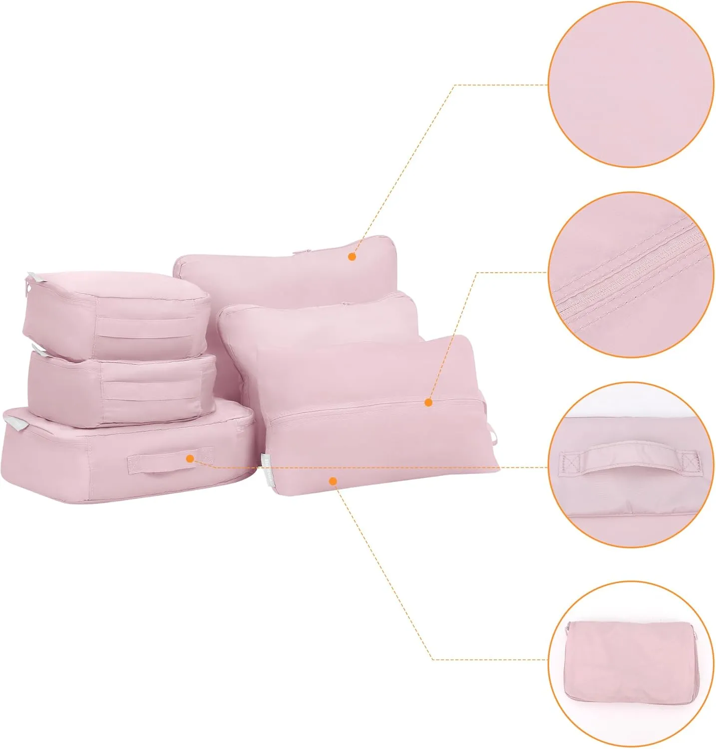 6 Set Travel Bag for Storage,Lightweight Travel Essentials,Travel Accessories for Travel Toiletry Bag Sets 6 Set Pink