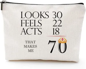 70th Birthday Gifts for Women-That Make Me 70-1955 Birthday Gifts for Women, 70 Years Old Birthday Gifts Makeup Bag for Mom, Wife, Friend, Sister, Her, Colleague, Coworker(Makeup bag-70th Unicorn)