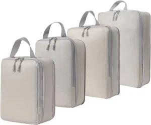8 Set Compression Packing Cubes for Suitcases,Travel Essentials, Lightweight Luggage Travel Organizer Bags, Expandable Travel Cubes for Carry-on Suitcases (4pcs,Beige)
