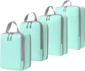 8 Set Compression Packing Cubes for Suitcases,Travel Essentials, Lightweight Luggage Travel Organizer Bags, Expandable Travel Cubes for Carry-on Suitcases (4pcs,Blue)