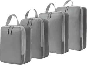 8 Set Compression Packing Cubes for Suitcases,Travel Essentials, Lightweight Luggage Travel Organizer Bags, Expandable Travel Cubes for Carry-on Suitcases (4pcs,Grey)