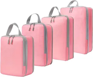 8 Set Compression Packing Cubes for Suitcases,Travel Essentials, Lightweight Luggage Travel Organizer Bags, Expandable Travel Cubes for Carry-on Suitcases (4pcs,Pink)