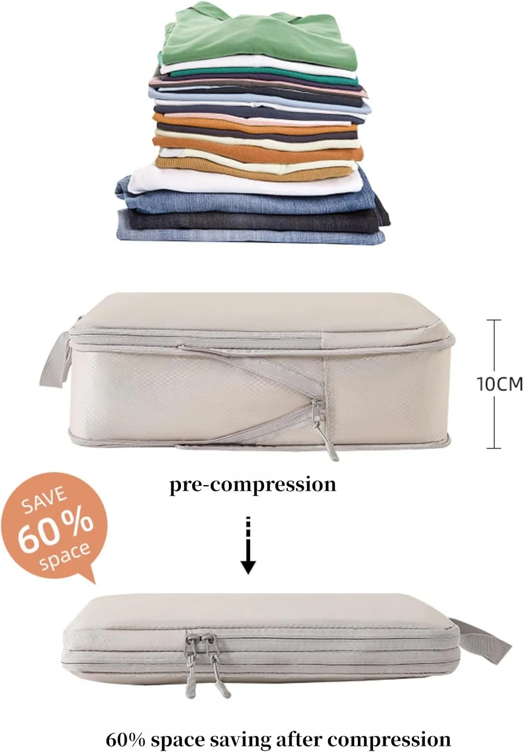 8 Set Compression Packing Cubes for Suitcases,Travel Essentials, Lightweight Luggage Travel Organizer Bags, Expandable Travel Cubes for Carry-on Suitcases (8pcs,Orange)