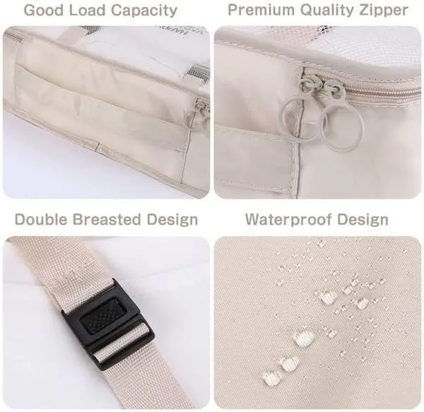 8 Set Packing Cubes for Suitcases, Travel Luggage Packing Organizer Set Clothing Underwear Bag, Suitcase Organizer Bags Shoes Cosmetics Toiletries Storage Bags for Man & Women (Beige)