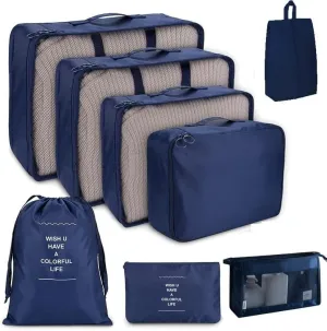 8 Set Packing Cubes for Suitcases, Travel Luggage Packing Organizer Set Clothing Underwear Bag, Suitcase Organizer Bags Shoes Cosmetics Toiletries Storage Bags for Man & Women (navy)