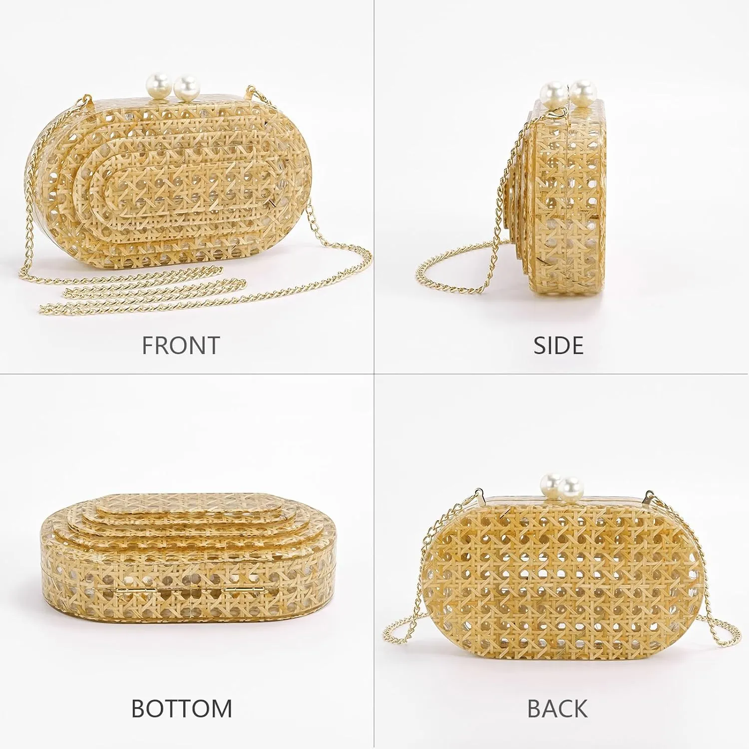 Acrylic Purse Clutch,Designer Handbags Womens Multicolor Glitter Design Wedding Guest Crossbody Oval Evening Bags