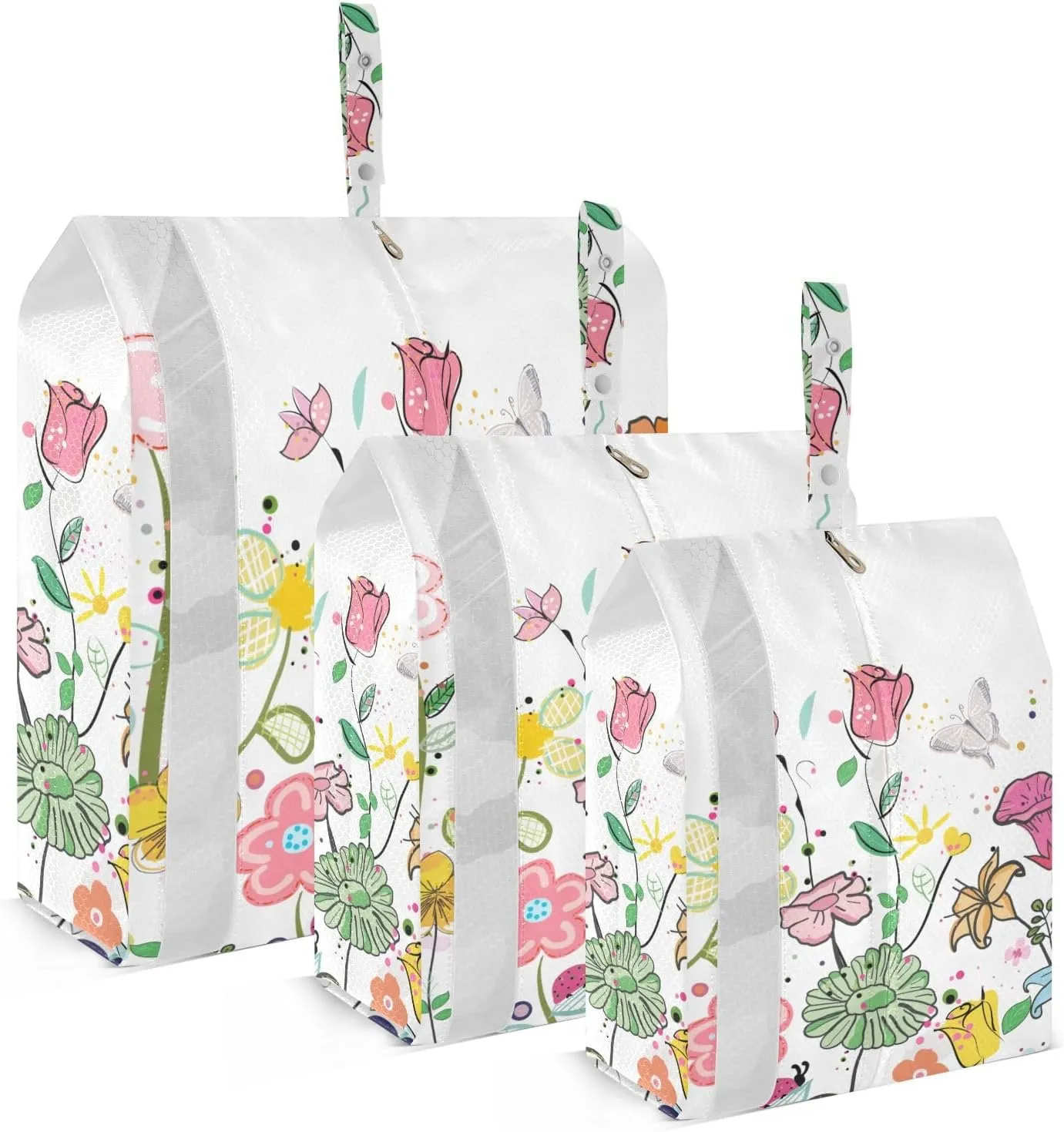 Adorable Wildflower Packing Cubes Set of 3, Lightweight Travel Luggage Organizers Foldable Bags for Easy Packing and Organization
