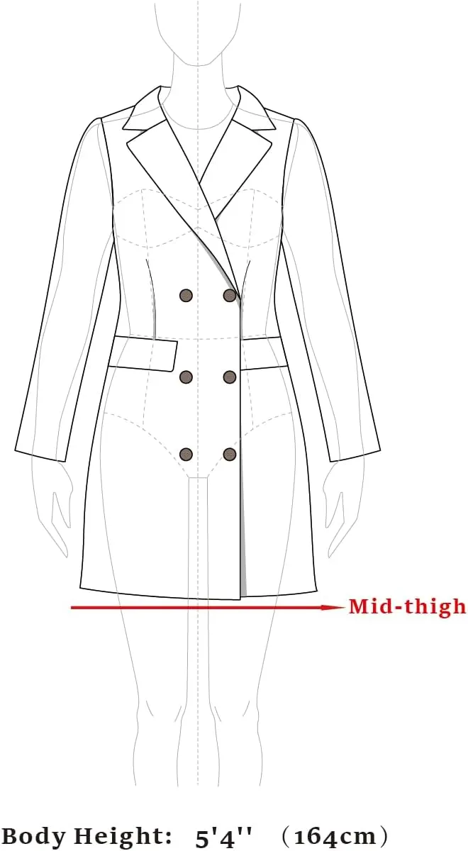 Allegra K Women's 2024 Winter Outerwear Mid-Long Double Breasted Pea Coat