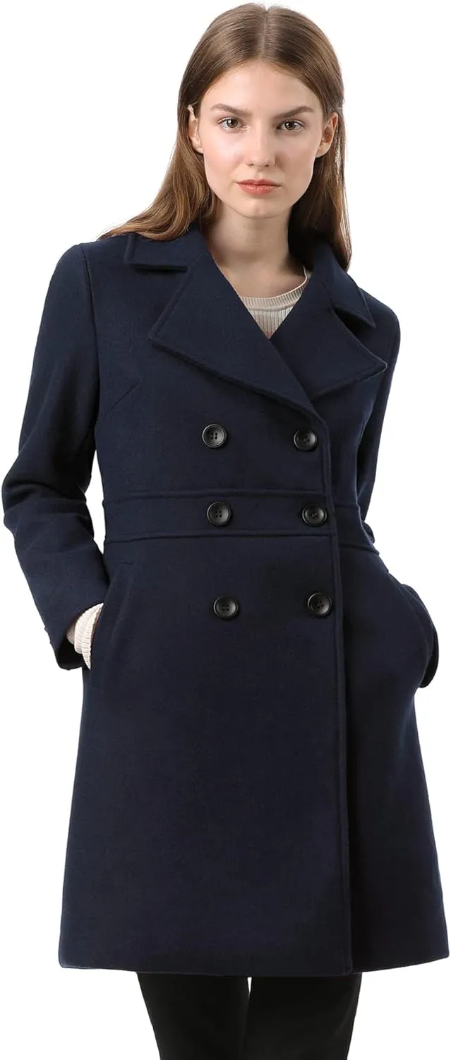 Allegra K Women's 2024 Winter Outerwear Mid-Long Double Breasted Pea Coat