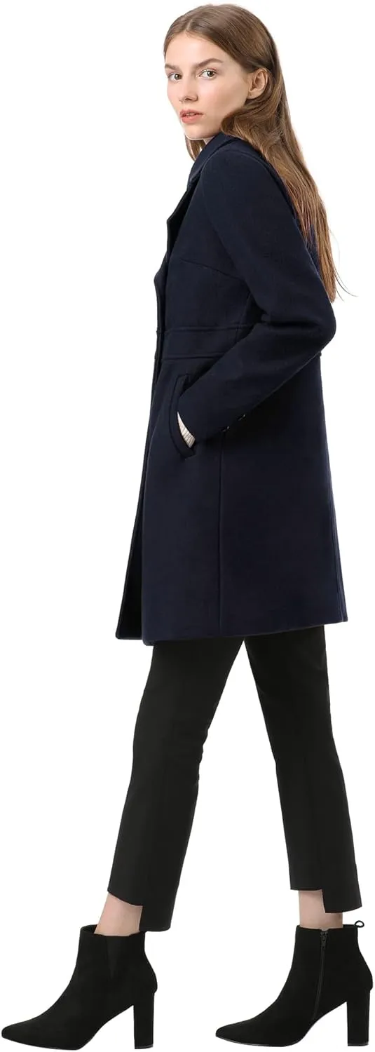 Allegra K Women's 2024 Winter Outerwear Mid-Long Double Breasted Pea Coat
