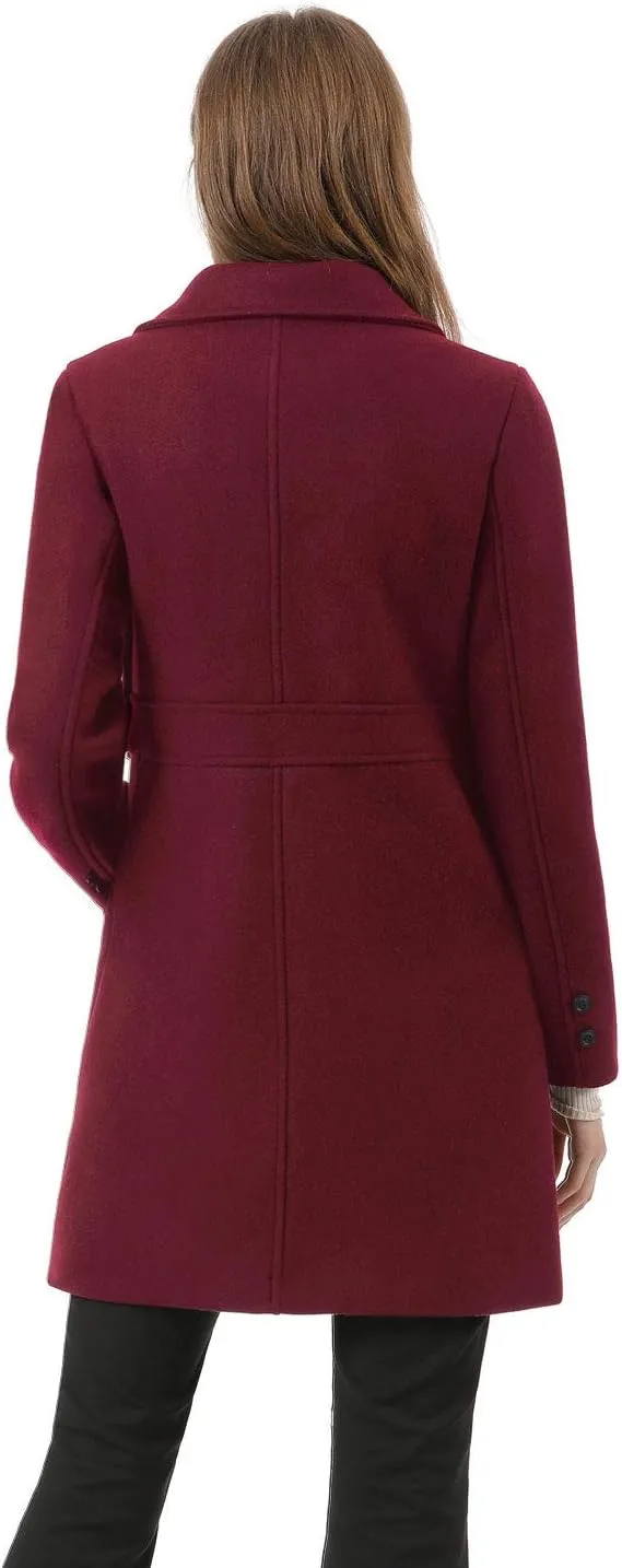 Allegra K Women's 2024 Winter Outerwear Mid-Long Double Breasted Pea Coat