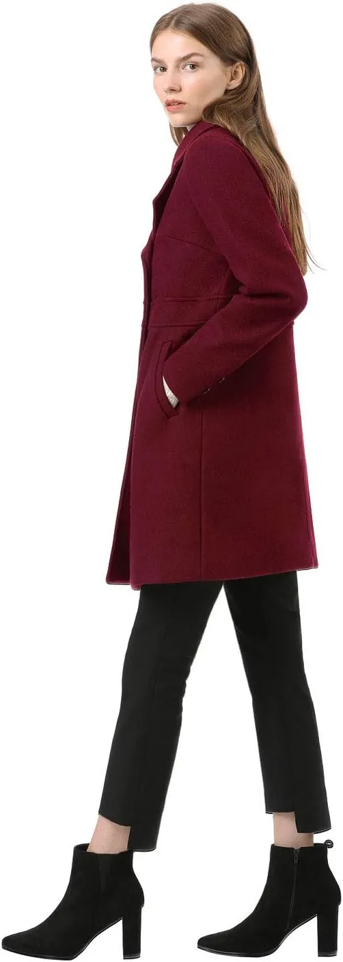 Allegra K Women's 2024 Winter Outerwear Mid-Long Double Breasted Pea Coat