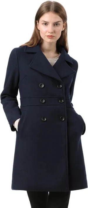Allegra K Women's 2024 Winter Outerwear Mid-Long Double Breasted Pea Coat