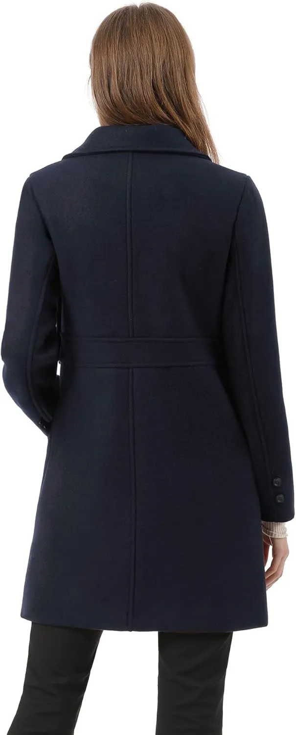 Allegra K Women's 2024 Winter Outerwear Mid-Long Double Breasted Pea Coat
