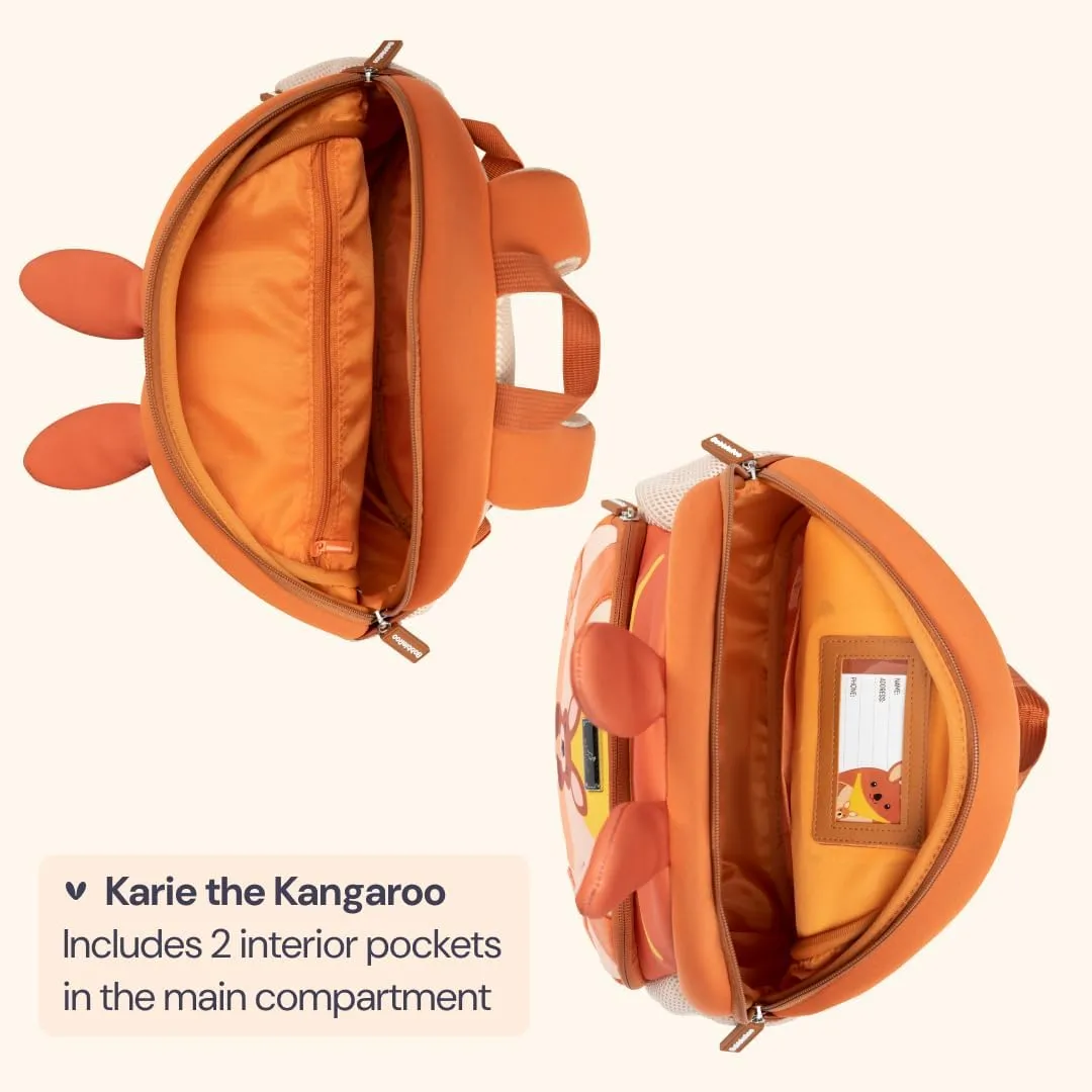 BabbleRoo Toddler Backpack, Kids Backpack - Light & Comfortable, Water Resistant Neoprene, Bag Leash for Toddlers 1-3, Reflective Strips for Visibility, Animal Bag, Karie the Kangaroo