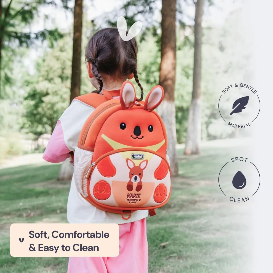 BabbleRoo Toddler Backpack, Kids Backpack - Light & Comfortable, Water Resistant Neoprene, Bag Leash for Toddlers 1-3, Reflective Strips for Visibility, Animal Bag, Karie the Kangaroo