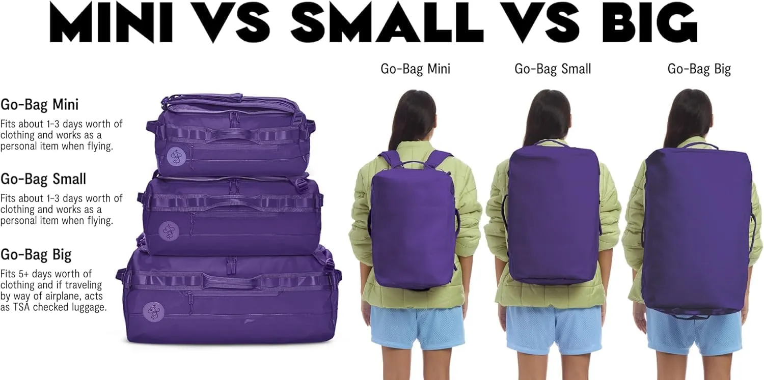 Baboon to the Moon Mini 32L Go-Bag  Small Gym Bag, Travel Duffel Bags for Women and Men, Duffle bag for Travel, Backpack Duffle, Overnight Bags