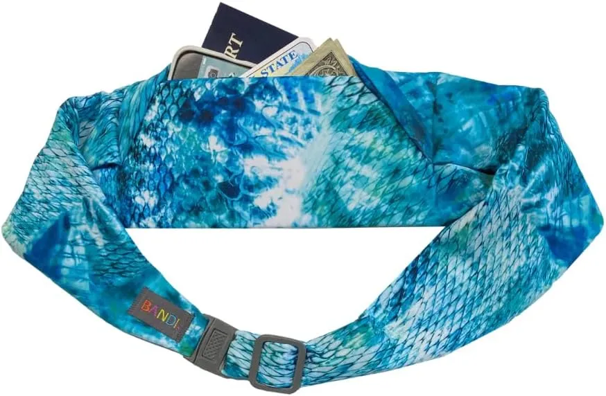 BANDI Plus Size Fanny Pack for Women - Travel-Ready Pocket Belt with Secure Hidden Money & Running Belt for Phone, Passport, Keys, & Medical Devices, Adjustable Fit, Comfortable (Seaside)