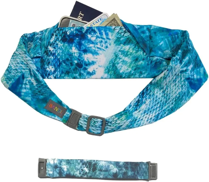 BANDI Plus Size Fanny Pack for Women - Travel-Ready Pocket Belt with Secure Hidden Money & Running Belt for Phone, Passport, Keys, & Medical Devices, Adjustable Fit, Comfortable (Seaside)