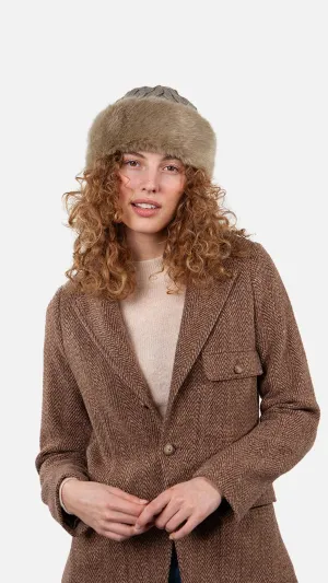 BARTS Faux Fur Cable Band Hat In Pale Army