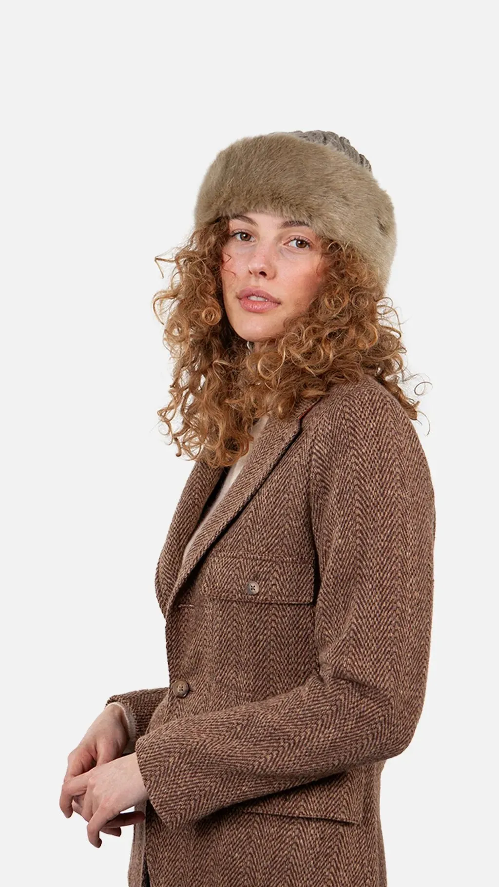 BARTS Faux Fur Cable Band Hat In Pale Army