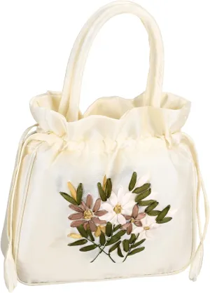 BESTYASH Floral Embroidered Clutch Bag for Women Wedding Handbag Party Evening Purse with Drawstring Closure
