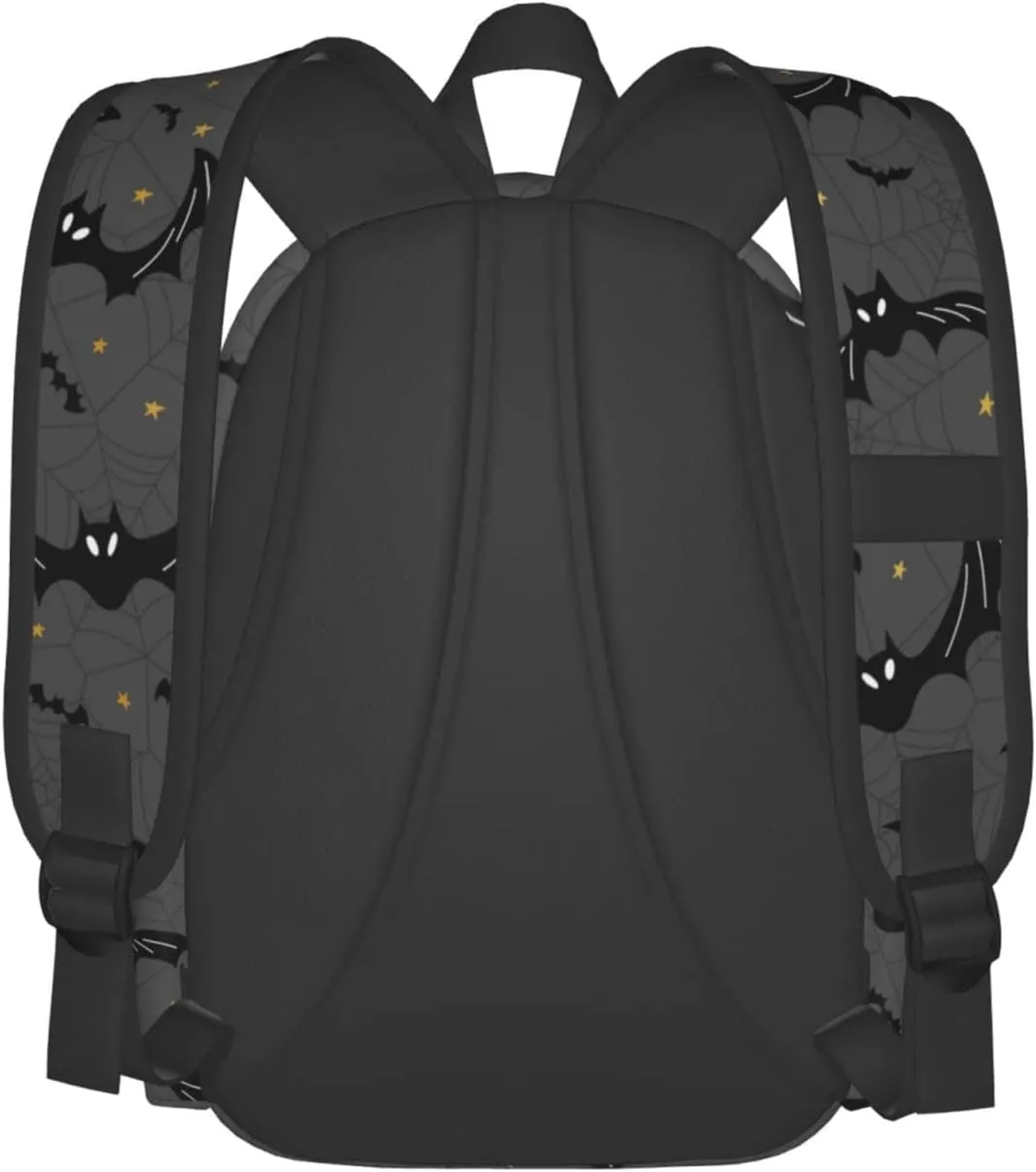 Black Bats Spider Web Large Capacity Backpack Lightweight Personalized Laptop Bag Tablet Travel School Bag with Multiple Pockets