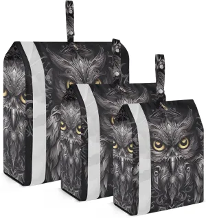 Black Owl Packing Cubes Set of 3, Lightweight Travel Luggage Organizers Foldable Bags for Easy Packing and Organization
