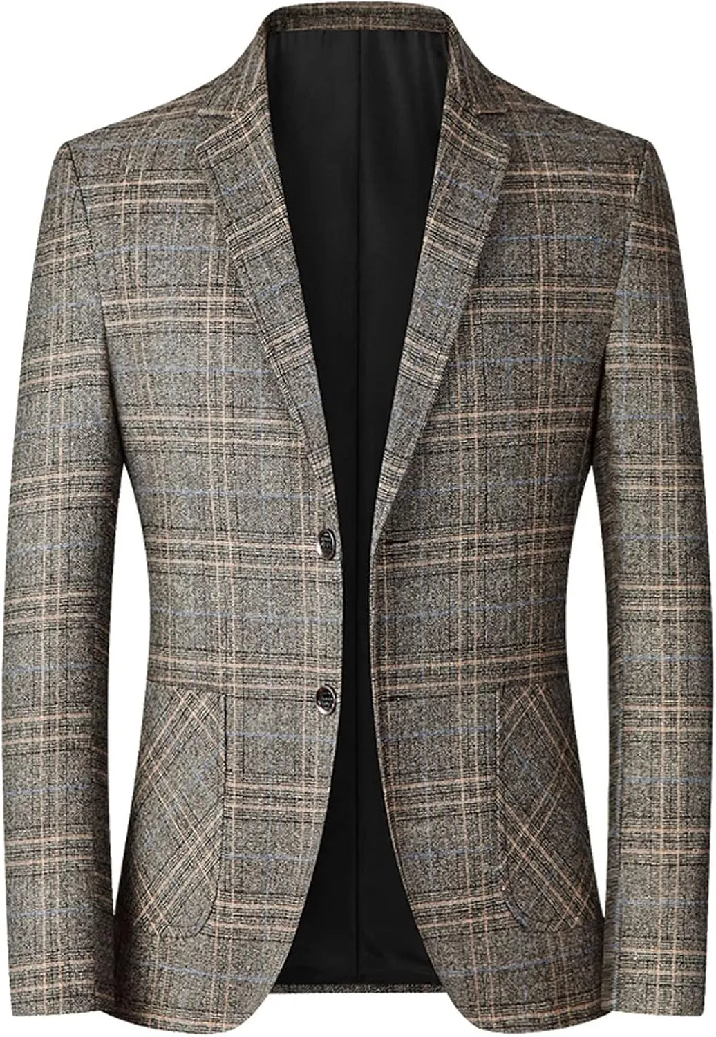 Blazers for Men Two Button Relaxed Fit Plaid Brushed Lightweight Trendy Suit Jacket for Formal and Casual Occasions