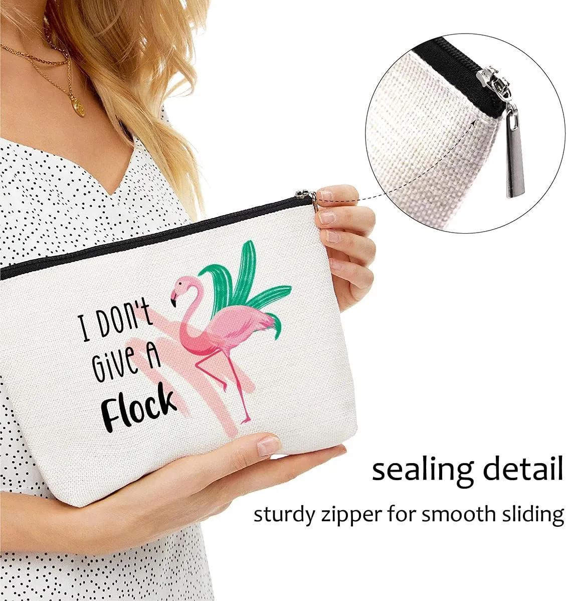 Blue Leaves Flamingo Makeup Bag,Flamingo Stuff Summer Cosmetic Bag,Funny Pun Gifts for Women Bestie, Gifts Toiletry Bag Graduation Birthday