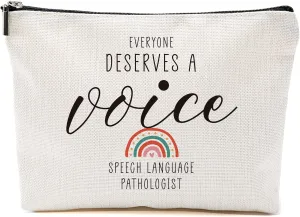 Blue Leaves Speech Therapy Gifts Speech Therapist Gift for Women, Therapist Makeup Bag, Speech Language Pathologist Cosmetic Bag - Everyone Deserves a Voice Speech Language Pathologist