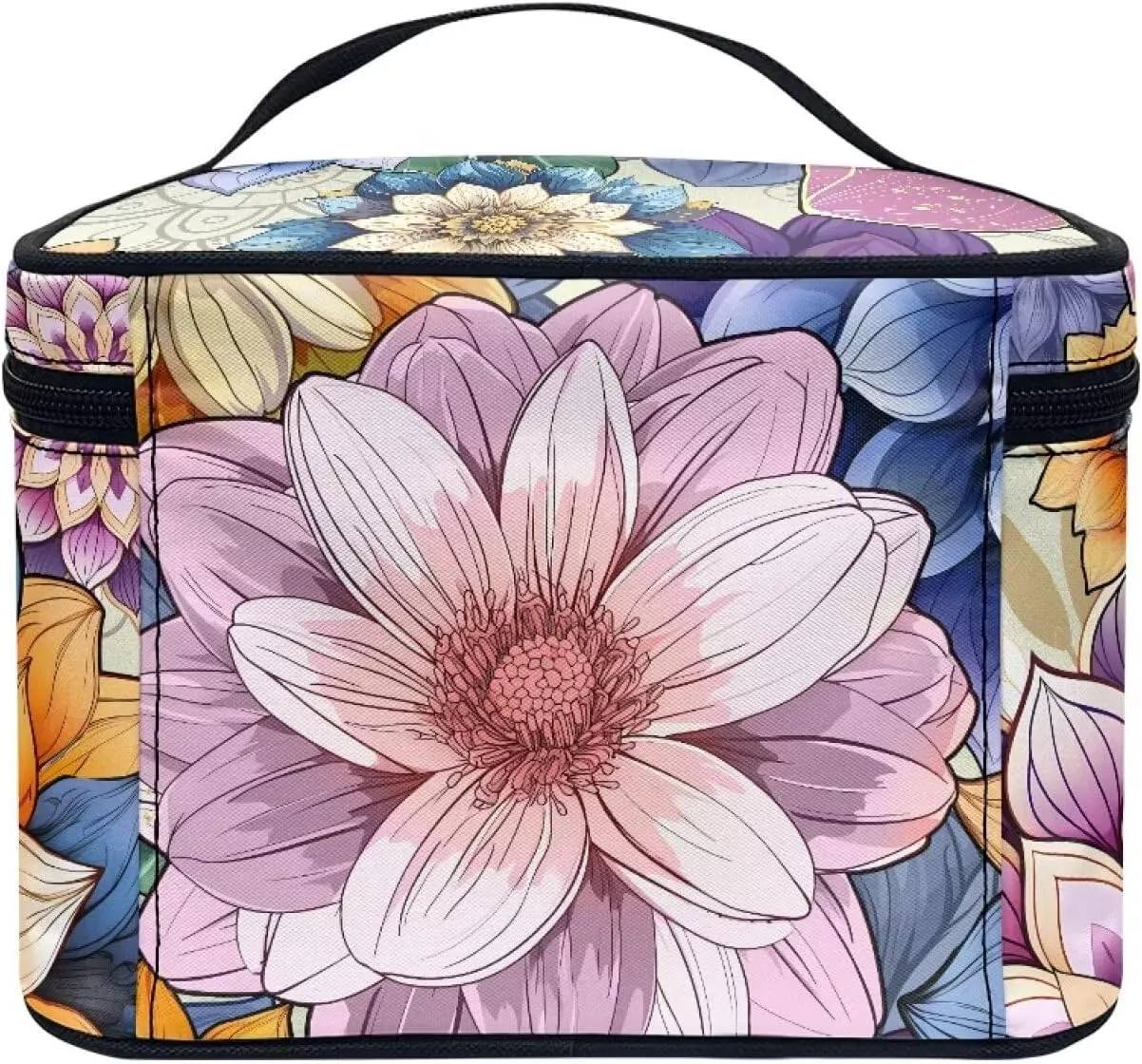 Boatee Beautiful Floral Print Makeup Bag Portable Toiletry Bags for Traveling Women Cosmetic Bag Organizer Multifunction Toiletries Storage Pouch Zipper Storage Case